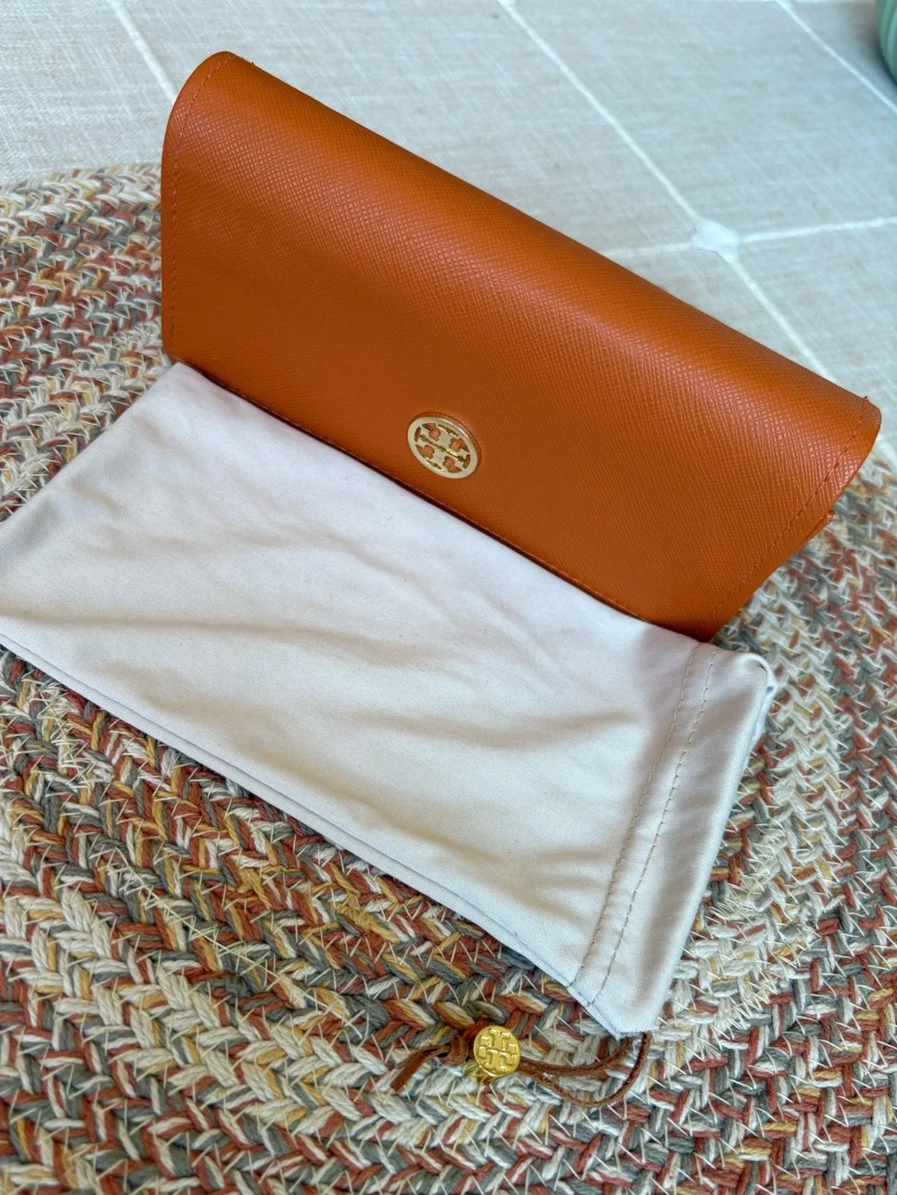 Tory Burch Orange Eyeglasses Case & Pouch